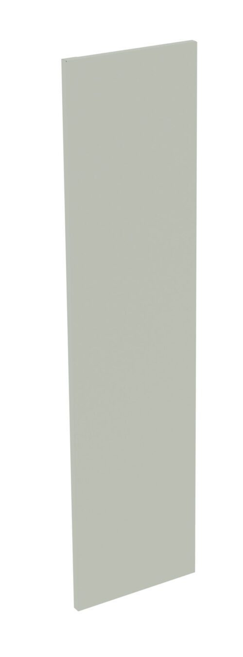 A tall, rectangular, muted green panel with a smooth surface, standing vertically against a plain white background.