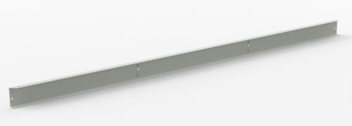 A long, thin metal bar with a light gray finish, positioned diagonally against a plain white background. It has several evenly spaced holes along its length, possibly for mounting or attaching purposes.