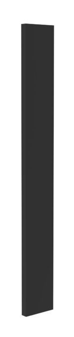 A tall, narrow black rectangular block standing vertically against a plain white background.