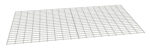Image of a white wire mesh panel in a rectangular shape, lying horizontally. The grid pattern is uniform, creating a series of square openings. The panel is on a plain white background.