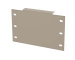 A beige rectangular metal bracket with six mounting holes, three on each side, evenly spaced. The bracket has a rectangular protrusion at the top, designed for attaching or securing the bracket to a surface.