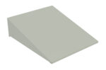 A light gray 3D triangular prism on a white background, angled to show its slanted and rectangular sides.