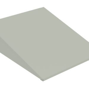 A light gray 3D triangular prism on a white background, angled to show its slanted and rectangular sides.