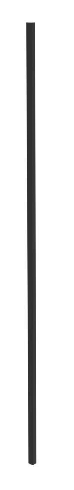 A tall, thin, rectangular black post standing upright against a white background.