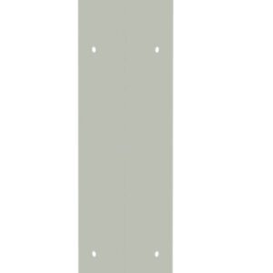 A tall, vertical, light gray metal post with multiple small holes evenly spaced along its length. The post has a smooth surface and a rectangular shape with slightly rounded edges.