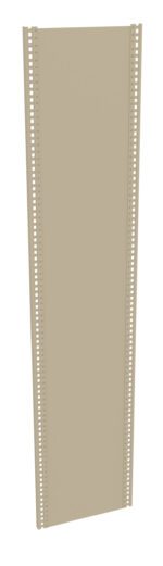 A vertical beige metal panel with evenly spaced holes along its edges, resembling a door or partition. The panel is angled slightly to the right, showing depth and minimal detail on a plain white background.
