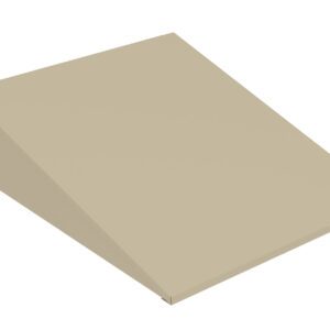 Illustration of a beige, slanted rectangular wedge. The flat top surface tilts downwards from left to right, forming a triangular side profile.