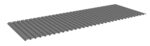 A 3D rendering of a gray, rectangular corrugated sheet with evenly spaced parallel ridges. The sheet appears to be made of metal, commonly used for roofing or siding. The sheet is displayed on a plain white background.