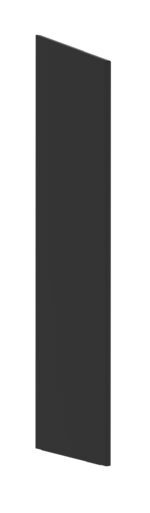 A tall, narrow, dark gray rectangular panel standing upright against a plain white background.