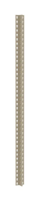 A vertical beige metal strip with multiple holes arranged in two parallel rows. The strip is straight and appears to be used for support or as a connector, possibly in shelving or construction. The background is plain white.