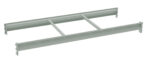 Image of a gray metal cable tray with a ladder design, featuring side rails and horizontal rungs. Its simple and industrial appearance suggests its for organizing and supporting cables in construction or electrical installations.