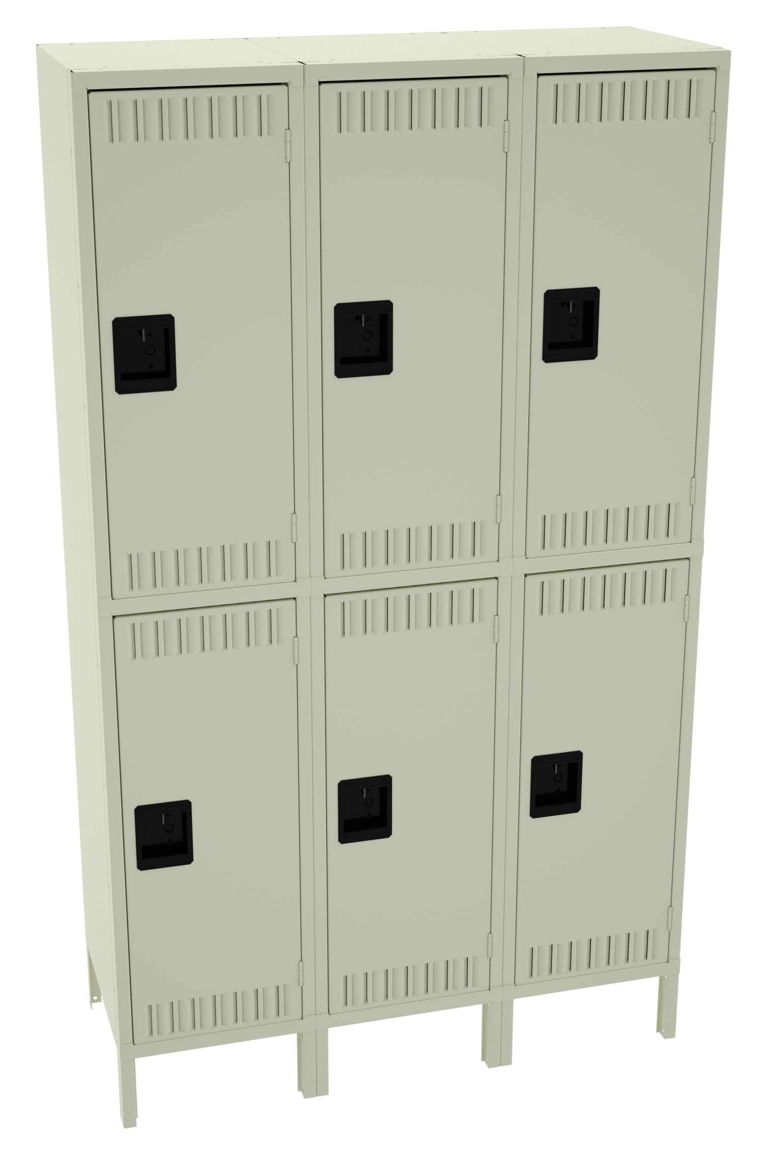 45" W Three-Wide Assembled Double Tier Locker With Legs, Champagne/Putty