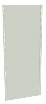 A rectangular, light gray metal panel with vertical perforated edges on both sides. The panel is set against a plain white background, showing a slightly angled view to emphasize its textured surface.