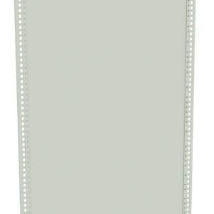 A rectangular, light gray metal panel with vertical perforated edges on both sides. The panel is set against a plain white background, showing a slightly angled view to emphasize its textured surface.