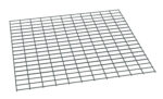 A 3D illustration of a gray, flat, rectangular metal grid with evenly spaced horizontal and vertical bars. The grid is shown from an angled perspective on a white background.