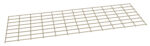 A beige rectangular grid made of thin intersecting lines, resembling a mesh or lattice structure, set against a plain white background.