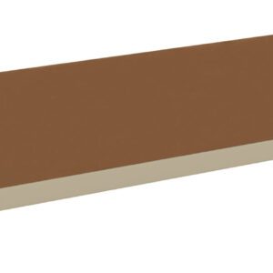 A rectangular, flat platform or stage with a beige border and a brown surface, viewed from a slightly elevated angle.