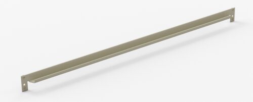 A long, flat metal bracket or rail with a light gray finish, featuring holes at each end for mounting or attaching purposes. It is placed against a white background, showcasing its simple and utilitarian design.