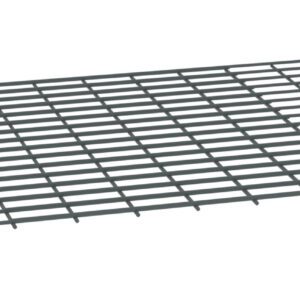 Image of a large, rectangular metal grate with parallel horizontal and vertical bars, forming a grid-like pattern. The grate is slightly raised from the surface and is shown against a plain white background.