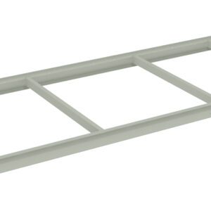 A light gray metal cable ladder tray with two long parallel side rails and four evenly spaced crossbars connecting them. The structure is designed to support cables and wires in electrical installations.