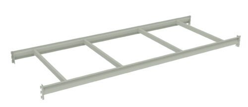 A light gray metal cable ladder tray with two long parallel side rails and four evenly spaced crossbars connecting them. The structure is designed to support cables and wires in electrical installations.