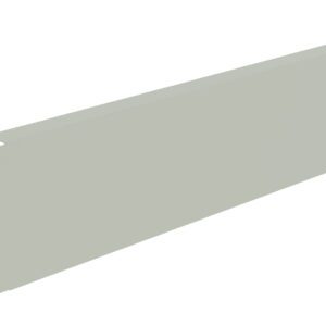 Image of a gray rectangular metal panel with two small holes near the edge on one side. The panel has a slight 3D appearance and is angled, showing minimal surface detail.