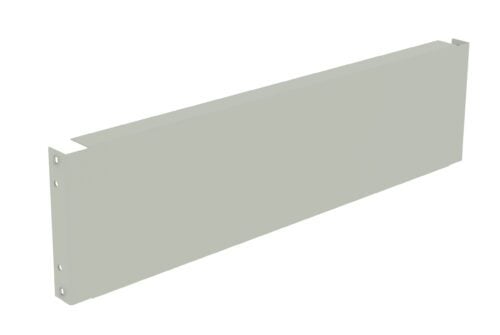 Image of a gray rectangular metal panel with two small holes near the edge on one side. The panel has a slight 3D appearance and is angled, showing minimal surface detail.
