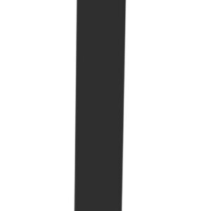 A tall, thin, vertical black rectangle with slightly angled sides on a white background.