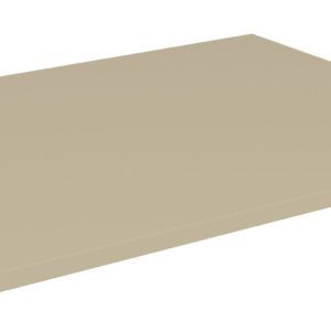 A beige rectangular metal shelf with a smooth surface and slight shadow, angled to show depth. The shelf features small holes on the sides, suggesting it can be mounted or connected to other surfaces.