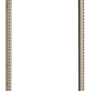 Two tall, vertical metal brackets positioned parallel to each other with holes for assembly, set against a plain white background.