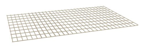 opxta1zdfbfv7id96prt.jpg A rectangular metal grid panel with evenly spaced square openings, viewed from an angle. The grid is beige and positioned flat on a white background.