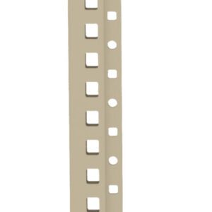 A tall, beige-colored metal strip with multiple square holes arranged in two vertical rows. The background is plain white.