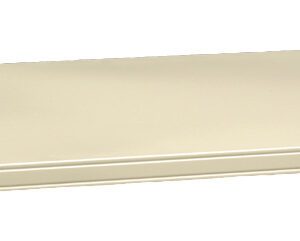 A rectangular, beige shelf with a smooth surface and rounded edges, set against a plain white background.