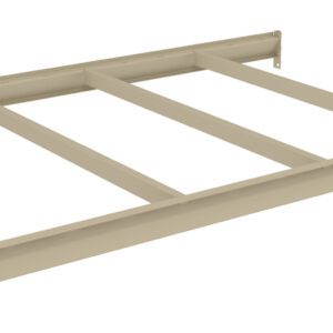 A beige metal structure with two long beams connected by four equally spaced crossbars, lying flat. Ends have attachment features. It appears to be a framework or support structure for shelving, storage, or construction purposes.
