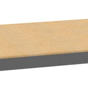 A beige wooden board with a dark gray metal frame surrounding its edges, set on a white background. The board appears flat and rectangular.