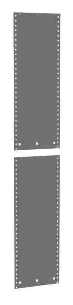 Two vertically aligned blank sheets with perforated edges, resembling continuous computer paper. The sheets are placed against a plain white background.