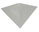 A minimalist, geometric shape resembling a folded, metallic silver sheet in the form of an origami paper airplane, shown against a plain white background.
