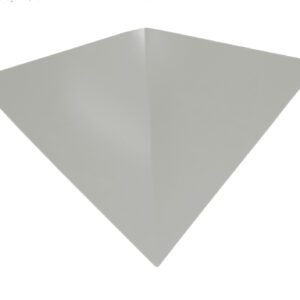 A minimalist, geometric shape resembling a folded, metallic silver sheet in the form of an origami paper airplane, shown against a plain white background.
