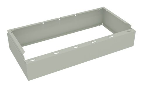 A rectangular, light gray metal frame with small cutouts along the top edge, resembling a bracket or mounting frame. It appears three-dimensional and is shown from an angled perspective.