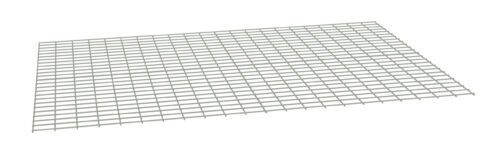 A flat, rectangular metal wire grid with evenly spaced horizontal and vertical lines, forming a mesh pattern. The grid is shown from a slightly angled perspective against a plain white background.