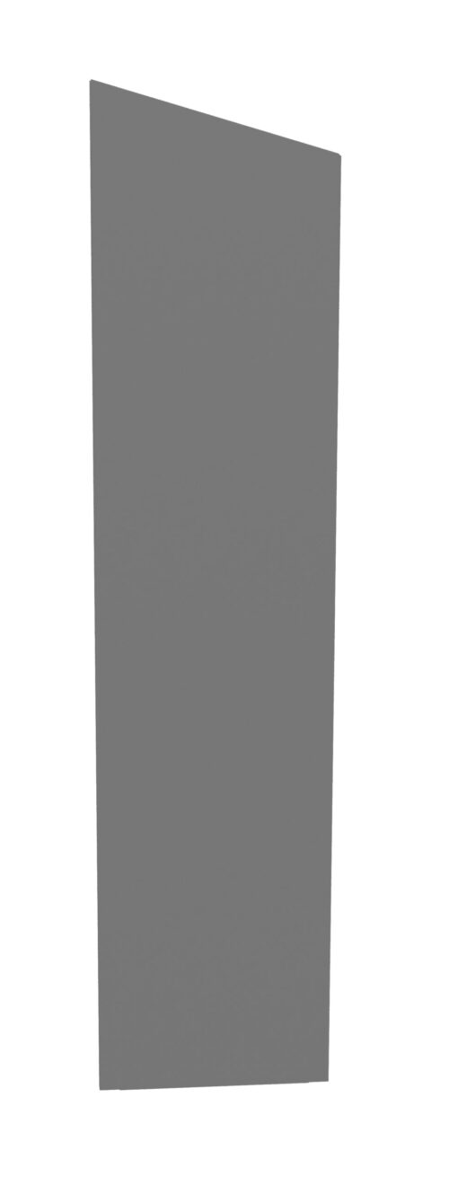 A tall, rectangular, gray vertical slab against a white background. The slab has a slightly irregular shape with a slight tilt, creating an abstract and minimalist appearance.