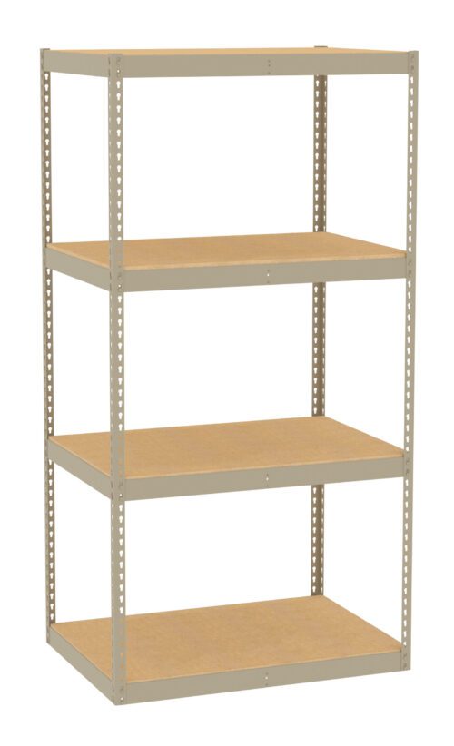 prlvhq7t1s8ww5ala2yp.jpg A metal shelving unit with four wooden shelves, evenly spaced and supported by a beige metal frame. The structure is simple, functional, and freestanding, suitable for storage or organizing items in various settings.