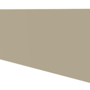 A beige, L-shaped metal bracket is positioned upright against a plain white background. The bracket has a long horizontal base and a taller vertical section.