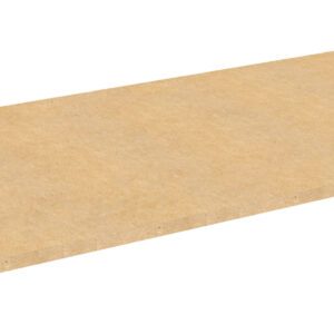 Rectangular sheet of particle board with a smooth, light brown surface. The edges appear even and flat, giving it a clean, finished look.