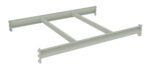 Image of a metal frame with two vertical and three horizontal bars arranged in a grid pattern. The metal is light gray, and the frame appears sturdy, possibly for industrial or construction use.