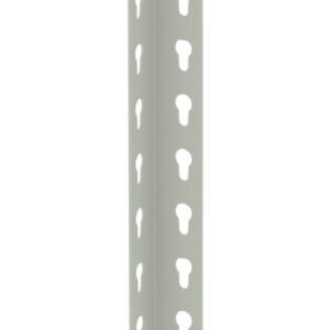 A long, thin, perforated metal corner bead with evenly spaced holes running along its length, designed for drywall installation. The metal has a light gray finish.