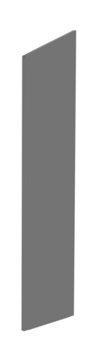 A tall, rectangular gray panel standing upright against a white background. The panel has smooth surfaces and sharp edges, creating a sleek and modern appearance.