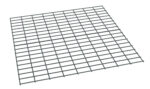 A 3D rendering of a metallic wire mesh grid, displayed at an angle. The grid consists of evenly spaced, intersecting horizontal and vertical lines, forming square openings. The perspective suggests depth and a slightly tilted view.