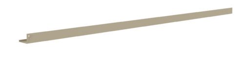 qjiatekkansqgelub1cw.jpg A beige, elongated metal strip with a right-angle flange on one side. The shape of the strip creates an L profile, typically used for edging or trimming purposes. It is shown against a plain white background.