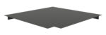 A dark gray, flat, triangular metal object with a notch at the tip. It has upward curved edges on the two back sides, creating a three-dimensional appearance. The background is plain white.